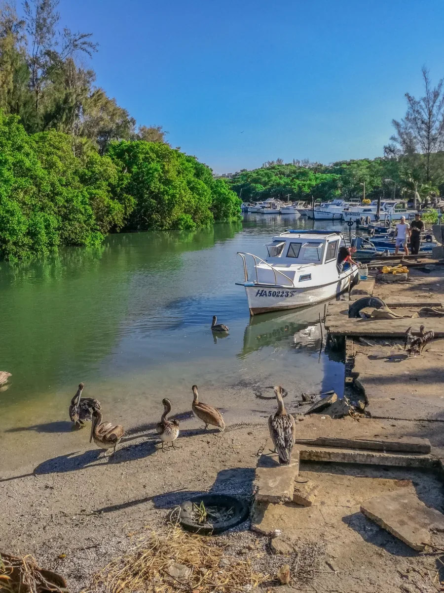 Small boats and waterfront scenery in Cojimar